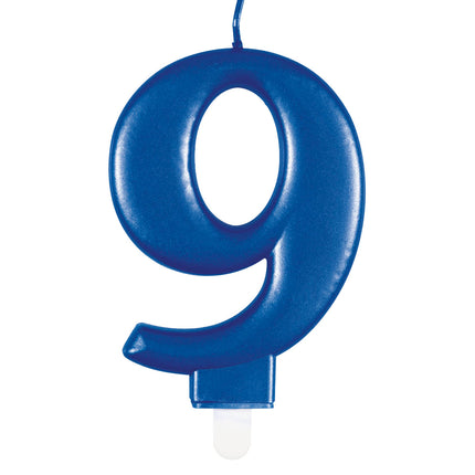 9 Jahre Kerze Blau 12cm