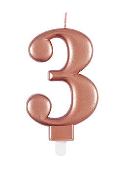 3 Jahre Kerze Rose Gold 10cm
