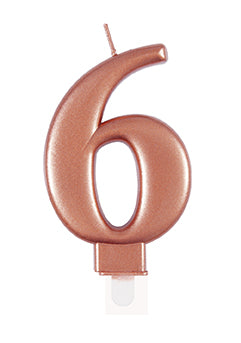6 Jahre Kerze Rose Gold 10cm