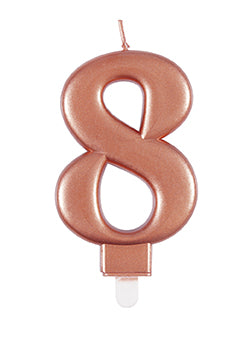 8 Jahre Kerze Rose Gold 10cm