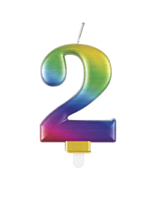 2 Jahre Kerze Regenbogen 9,5cm