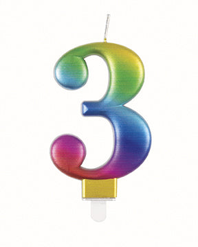 3 Jahre Kerze Regenbogen 9,5cm