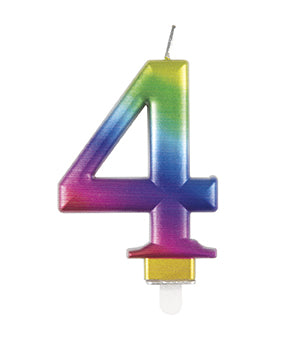 4 Jahre Kerze Regenbogen 9,5cm