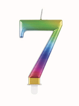 7 Jahre Kerze Regenbogen 9,5cm