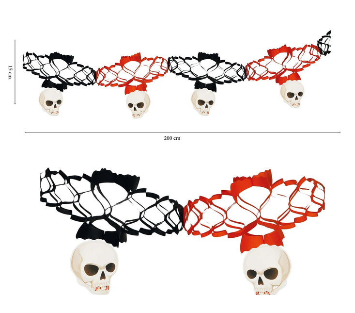 Halloween-Girlande Totenkopf-Anhänger 2m