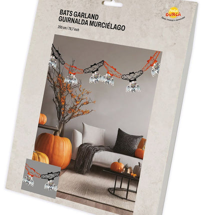 Halloween Girlande Fledermaus-Anhänger 2m