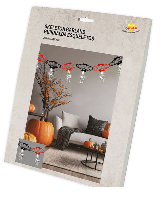 Halloween-Girlande Skelett-Anhänger 2m
