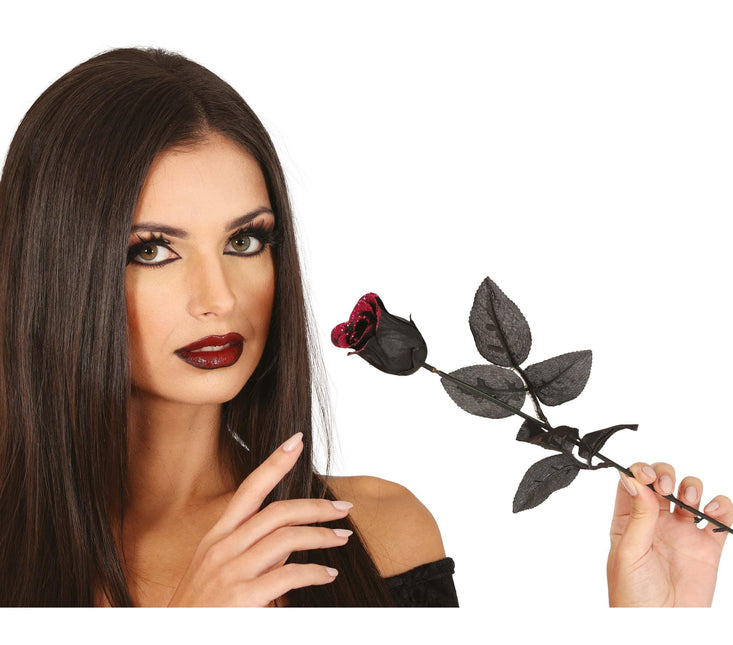 Halloween Schwarze Rose 42cm