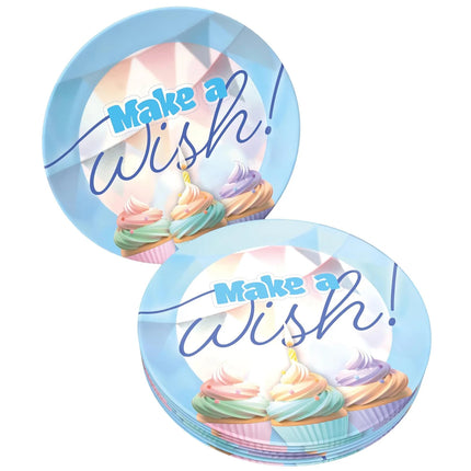 Blaue Schilder „Make A Wish“, 23 cm, 8 Stück