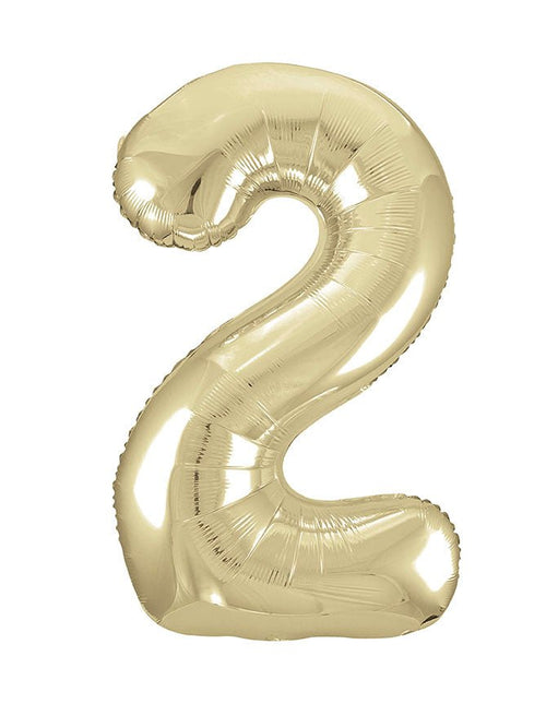 2 Jaar Cijfer Ballon Goud Glans Leeg 86cm van Unique koop je bij Partywinkel