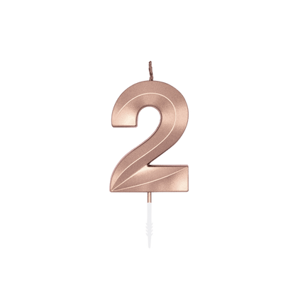 2 Jaar Kaars Rose Goud Metallic 6cm van WeFiesta koop je bij Partywinkel