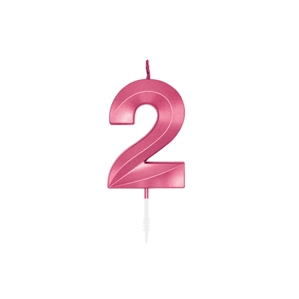 2 Jaar Kaars Roze Metallic 6cm van WeFiesta koop je bij Partywinkel