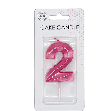 2 Jaar Kaars Roze Metallic 6cm van WeFiesta koop je bij Partywinkel