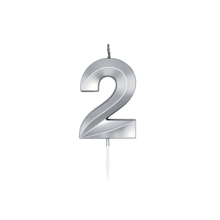 2 Jaar Kaars Zilver Metallic 6cm van WeFiesta koop je bij Partywinkel