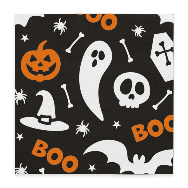 20 Stuks 3 Laags Paper 33x33cm Halloween Boo van WeFiesta koop je bij Partywinkel