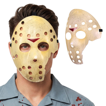 Halloween-Maske, weiß, Hockey, kaputt