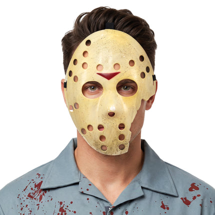 Halloween-Maske, weiß, Hockey, kaputt