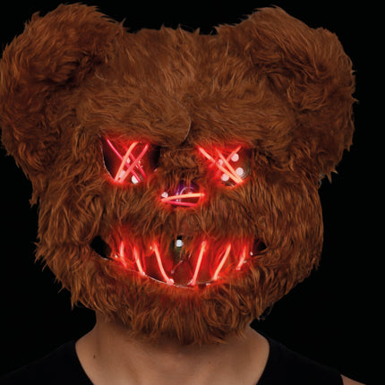 Halloween-Maske: Brauner Bär mit Licht