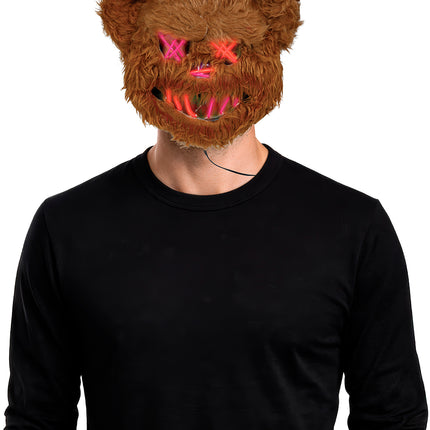 Halloween-Maske: Brauner Bär mit Licht