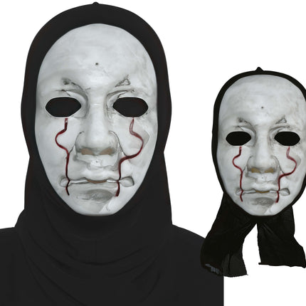 Halloween Masker Zwart Wit Killer Met Capuchon