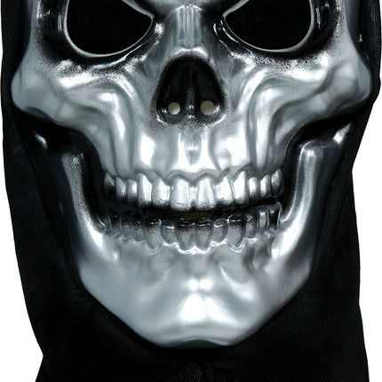 Halloween Masker Zilver Skelet Met Capuchon
