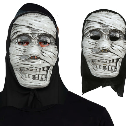 Halloween-Maske „Silberne Mumie“ mit Kapuze