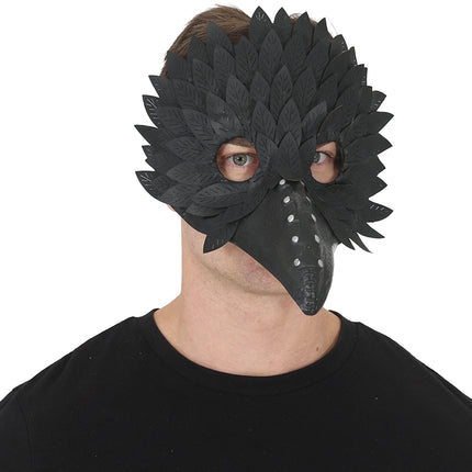Halloween-Maske – Schwarz mit Vogelfedern