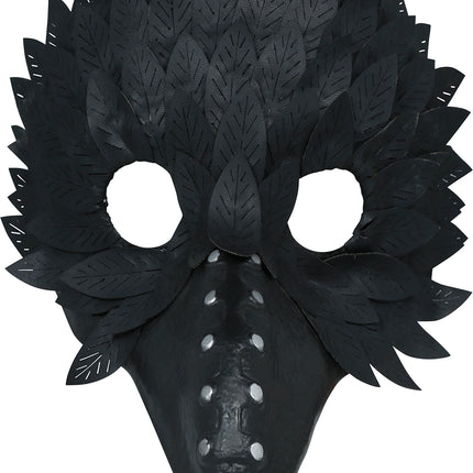 Halloween-Maske – Schwarz mit Vogelfedern