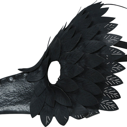 Halloween-Maske – Schwarz mit Vogelfedern