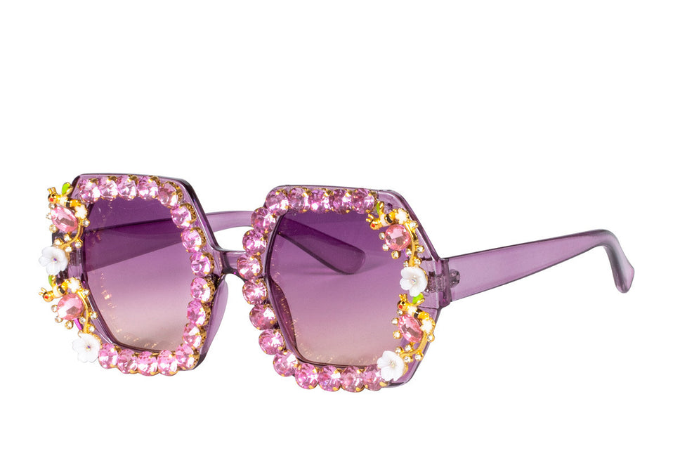 Rosa Brille Strass Blumen