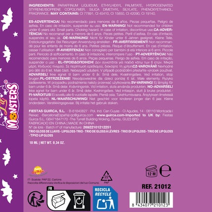 Halloween-Lipgloss für Kinder, 3er-Pack