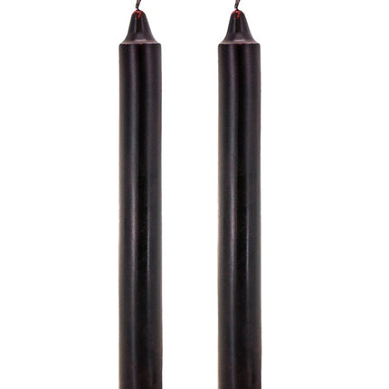SET MIT 2 SCHWARZEN BLUTENDEN KERZEN