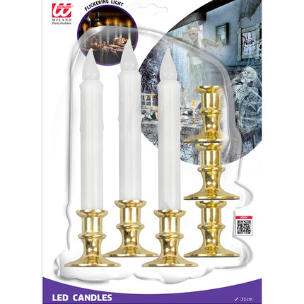 SET AUS 6 WEISSEN KERZEN MIT FLACKERNDEM LICHT UND TIMER 23 CM