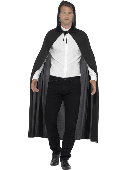 Halloween Cape Schwarz mit Kapuze