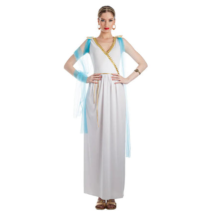 Griechische Göttinnen-Kleid Blau-Weiß Aretha