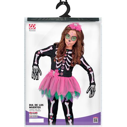 Skelett Kostüm Schwarz Rosa Kind