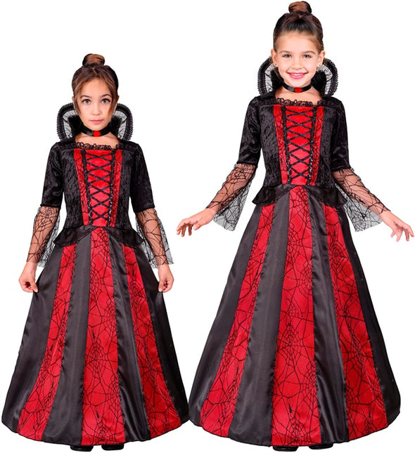Kostüm Vampir Rot Schwarz Mädchen