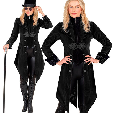 SCHWARZE SAMT-GOTHIC-JACKE DAMEN