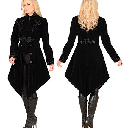 SCHWARZE SAMT-GOTHIC-JACKE DAMEN