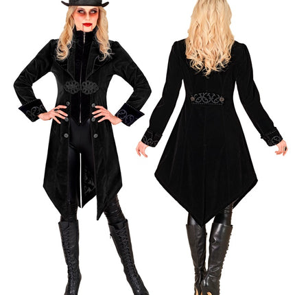 SCHWARZE SAMT-GOTHIC-JACKE DAMEN