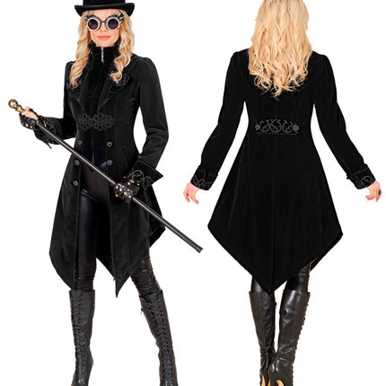 SCHWARZE SAMT-GOTHIC-JACKE DAMEN