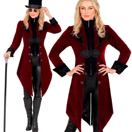 BURGUNDERFARBENE SAMT-GOTHIC-JACKE DAMEN