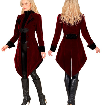 BURGUNDERFARBENE SAMT-GOTHIC-JACKE DAMEN