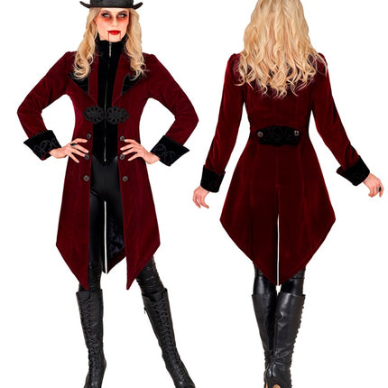 BURGUNDERFARBENE SAMT-GOTHIC-JACKE DAMEN