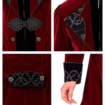 BURGUNDERFARBENE SAMT-GOTHIC-JACKE DAMEN