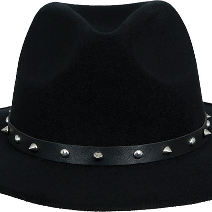 Schwarzer Filz-Cowboyhut mit Nieten, für Erwachsene