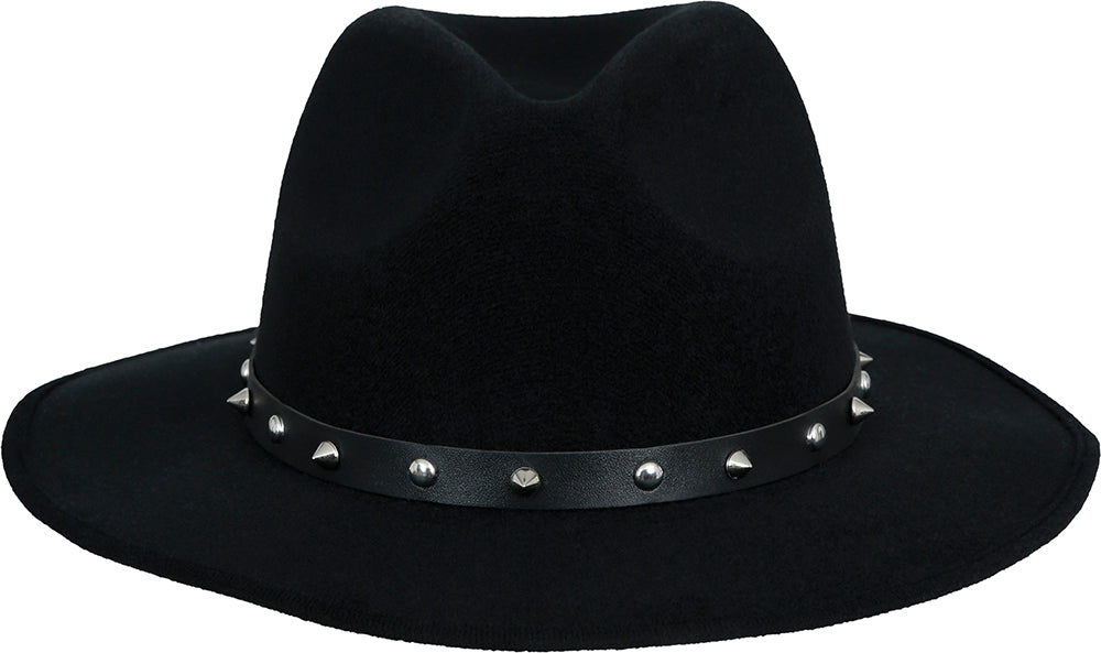 Schwarzer Filz-Cowboyhut mit Nieten, für Erwachsene