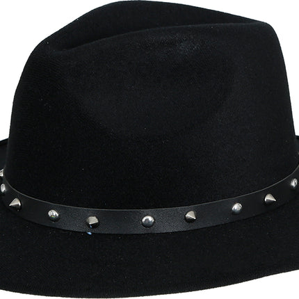 Schwarzer Filz-Cowboyhut mit Nieten, für Erwachsene