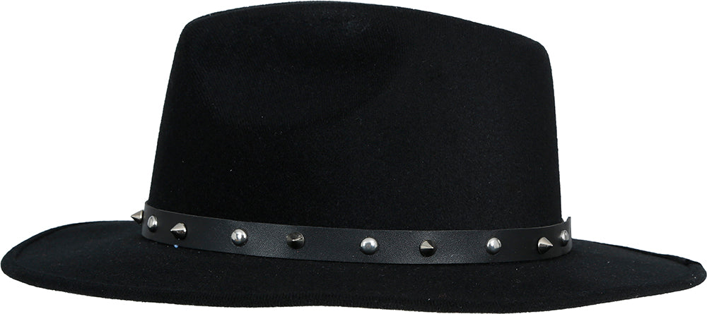 Schwarzer Filz-Cowboyhut mit Nieten, für Erwachsene