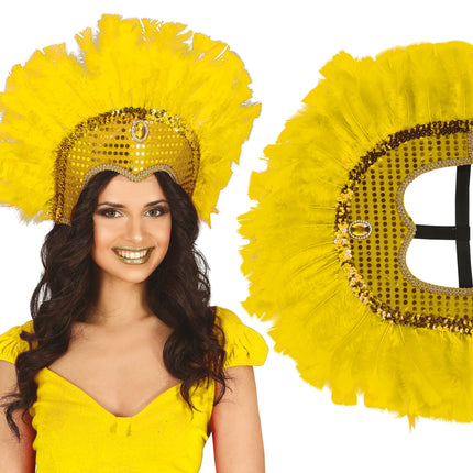 Kopfbedeckung mit Federn gelb